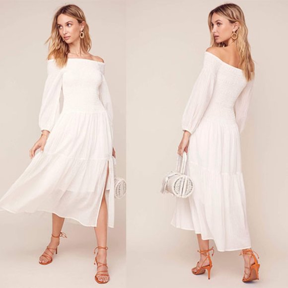 Astr Dresses & Skirts - ASTR UTOPIA OFF SHOULDER WHITE MIDI DRESS XS